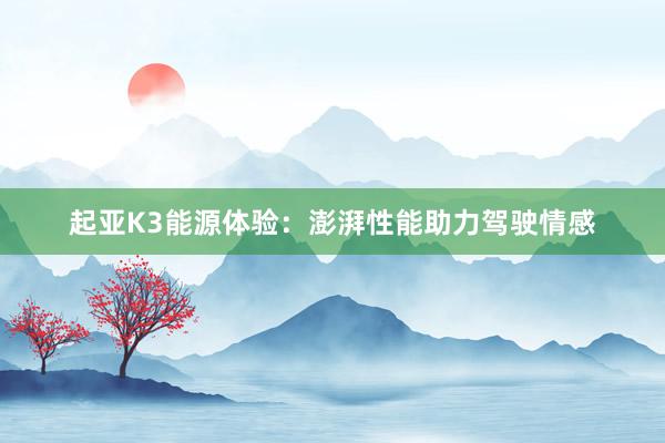 起亚K3能源体验：澎湃性能助力驾驶情感